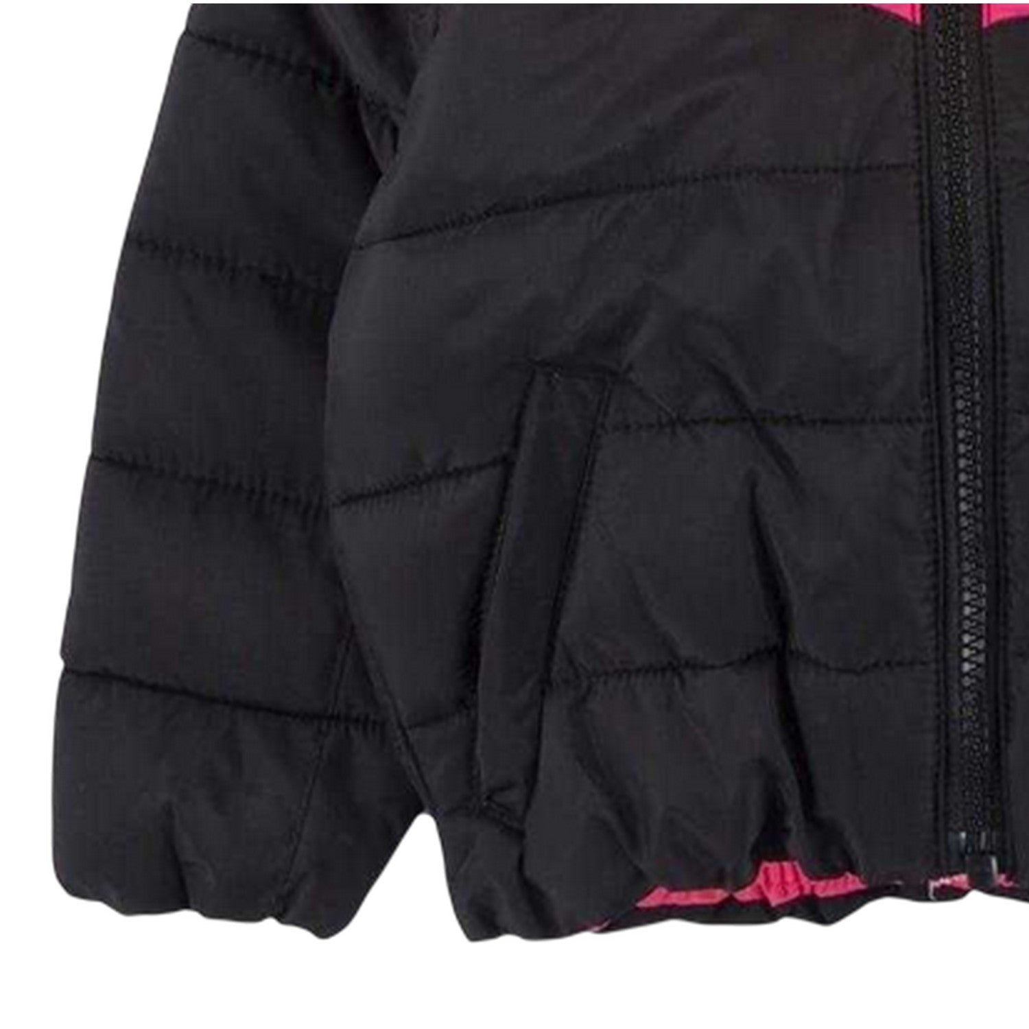 Black-Pink - Back - Nike Baby Girls Contrast Striped Puffer Jacket
