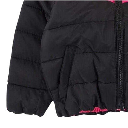 Black-Pink - Back - Nike Baby Girls Contrast Striped Puffer Jacket