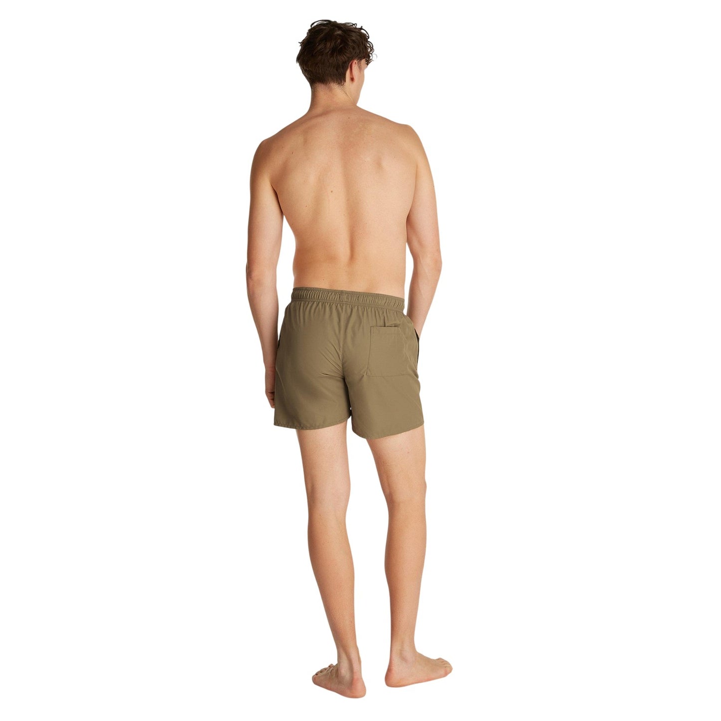 Dusky Green - Back - Calvin Klein Mens Contrast Logo Regular Swim Shorts