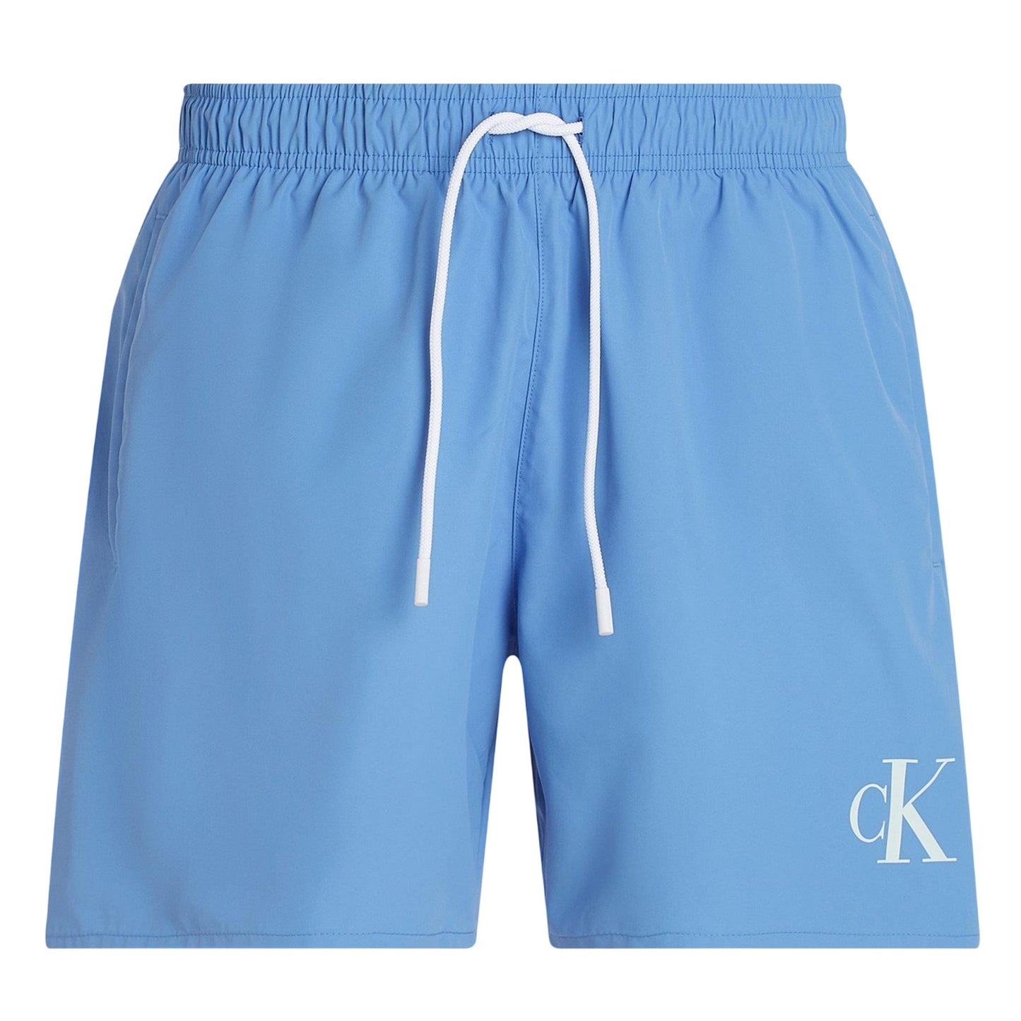 Glacier - Front - Calvin Klein Mens Contrast Logo Regular Swim Shorts