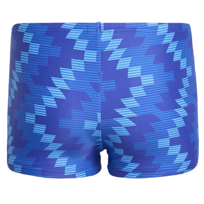 Lucid Blue - Back - Adidas Boys Geometric Swimming Trunks