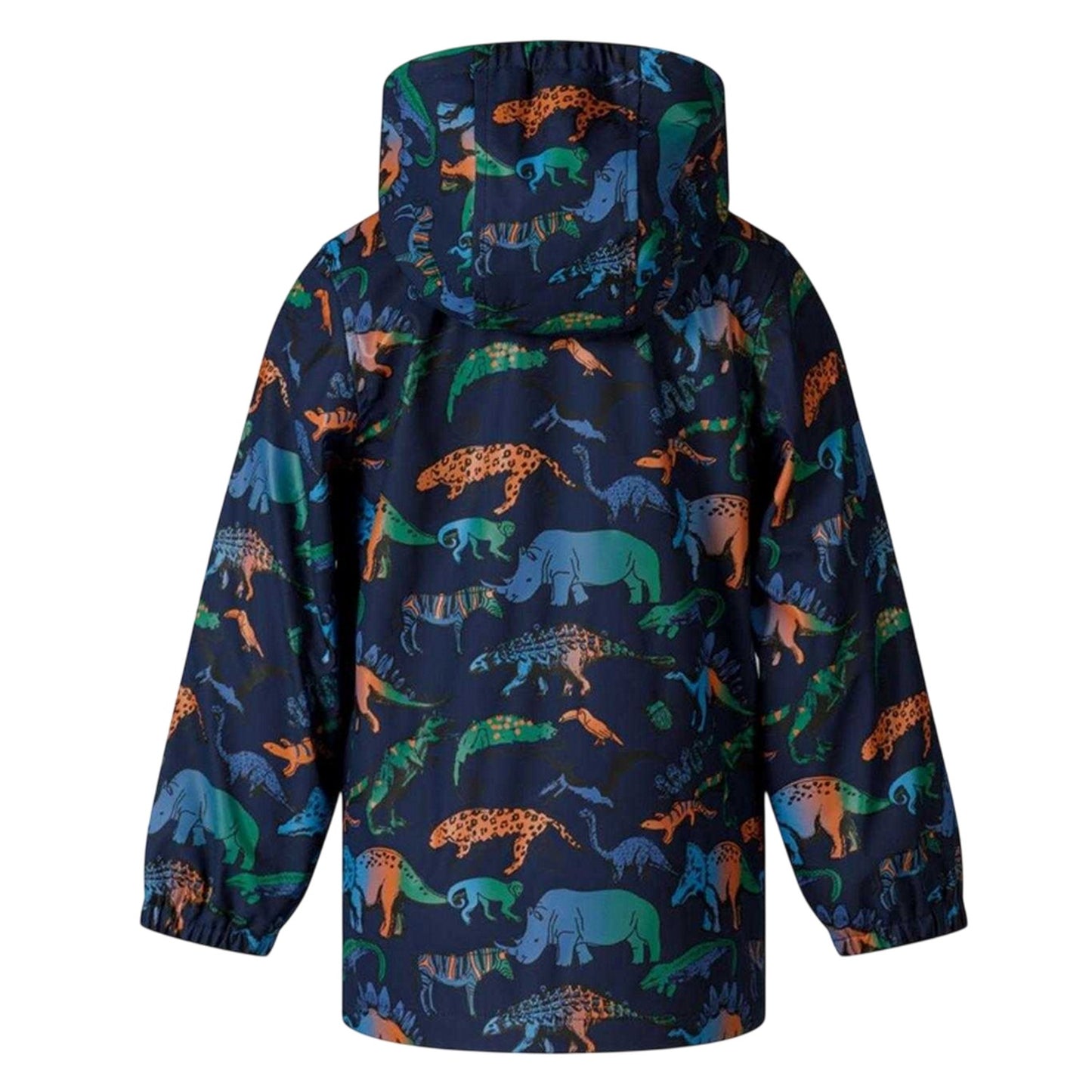 Navy - Back - Minoti Boys Dinosaur Waterproof Jacket