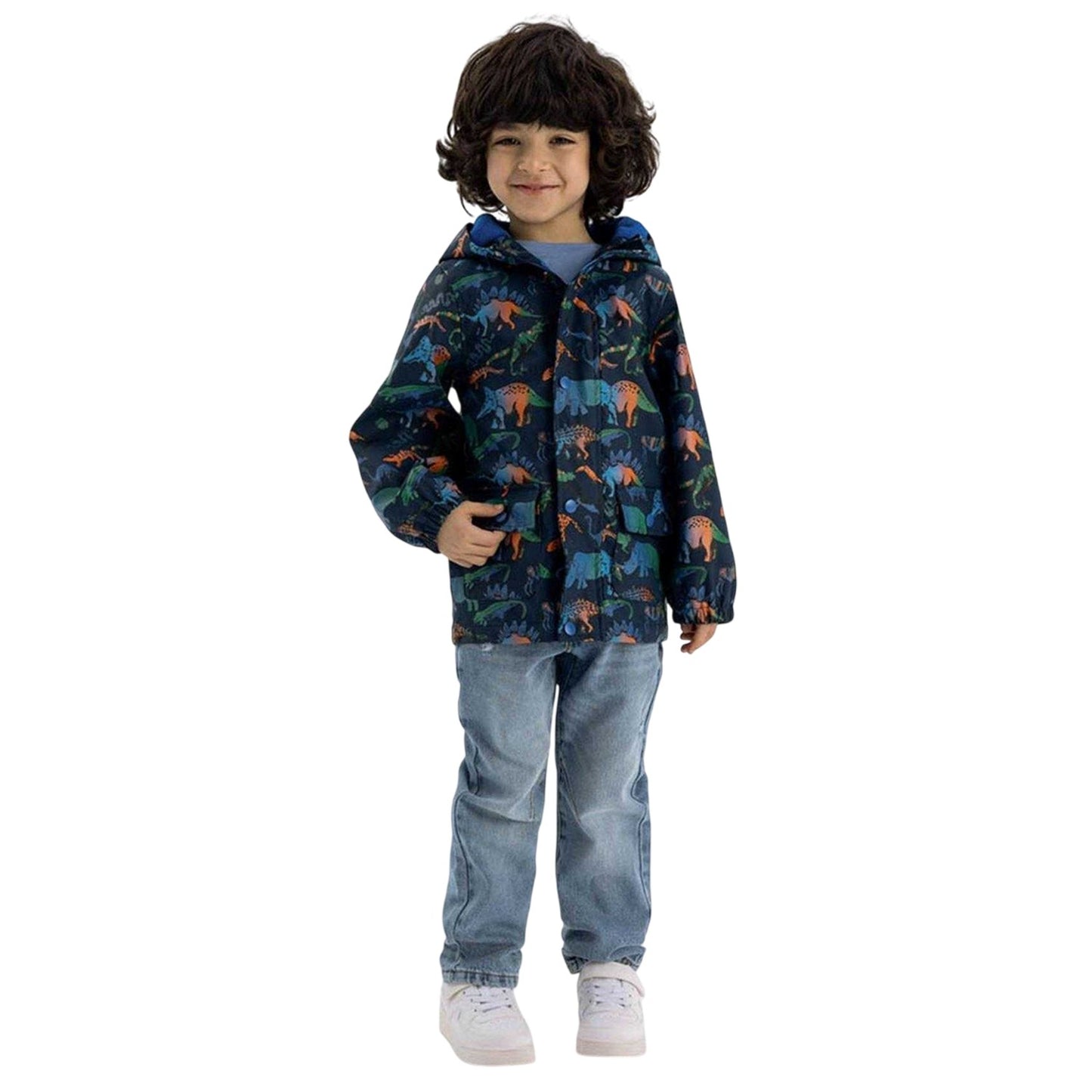 Navy - Lifestyle - Minoti Boys Dinosaur Waterproof Jacket
