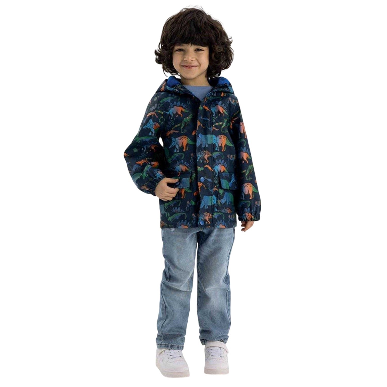 Navy - Lifestyle - Minoti Boys Dinosaur Waterproof Jacket