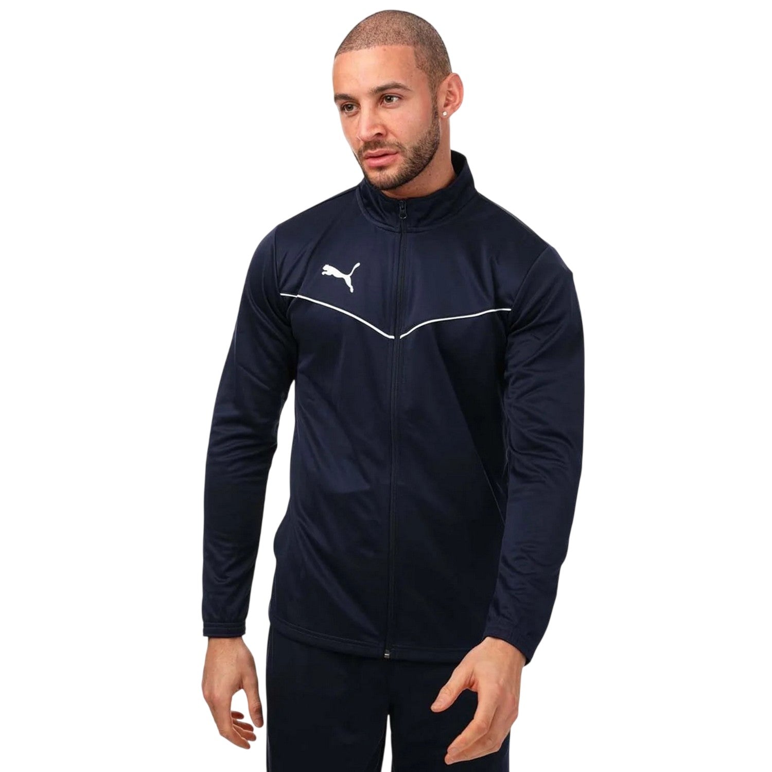 Navy - Front - Puma Mens Team Rise Moisture Wicking Regular Training Jacket