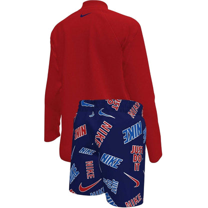 Blue-Red - Back - Nike Boys Logofetti Swimwear Set