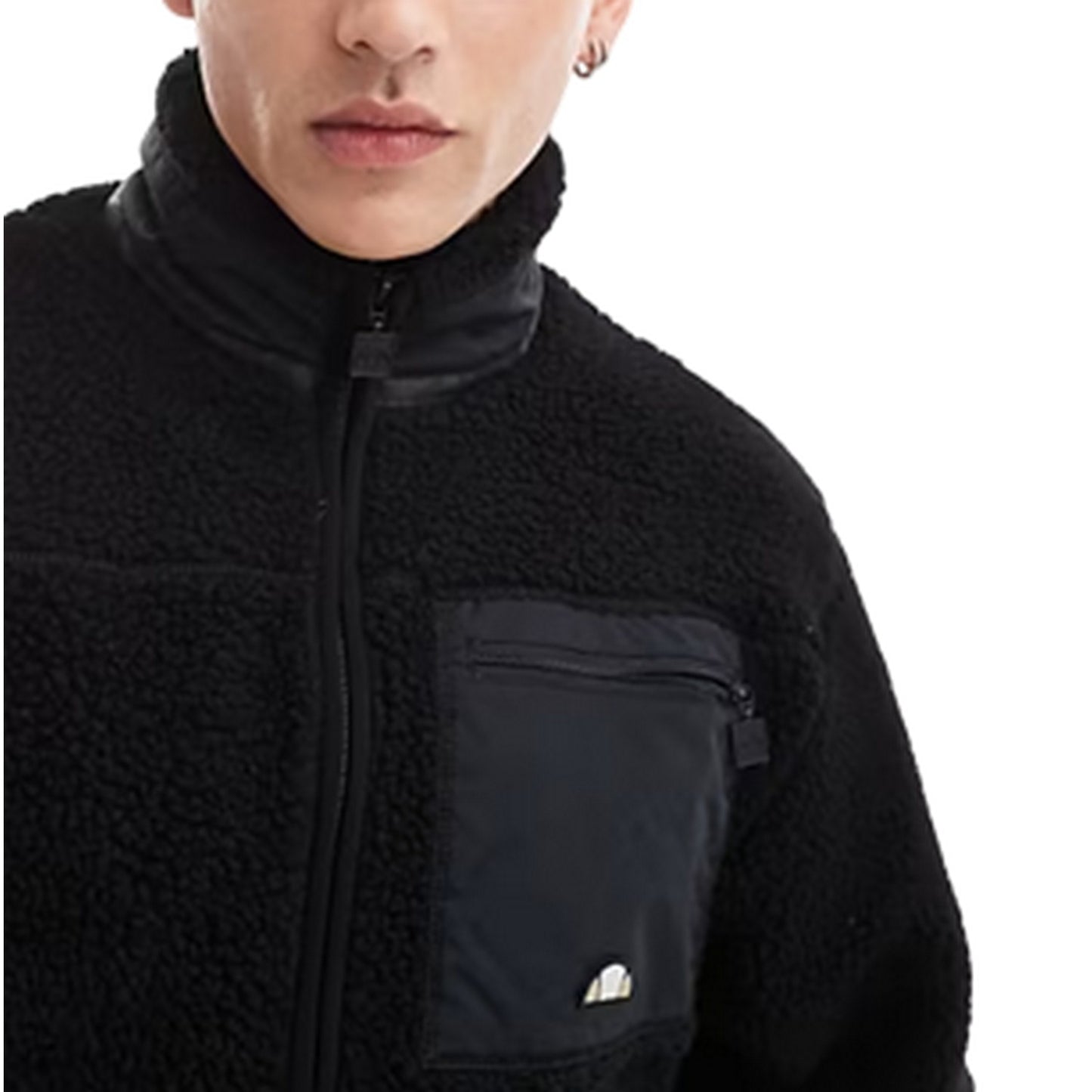 Black - Side - Ellesse Mens Vit Tech Fleece Tracksuit Top