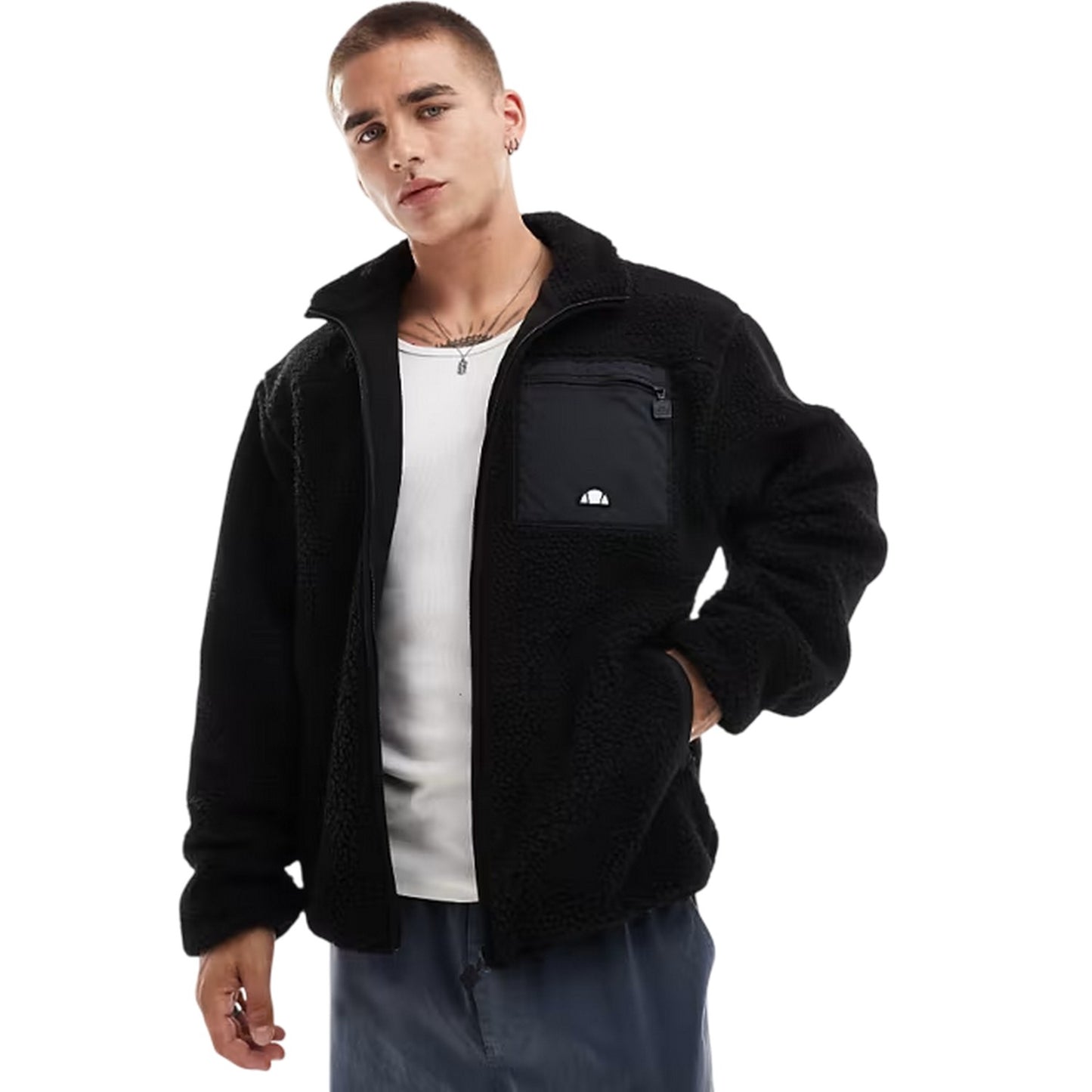 Black - Lifestyle - Ellesse Mens Vit Tech Fleece Tracksuit Top