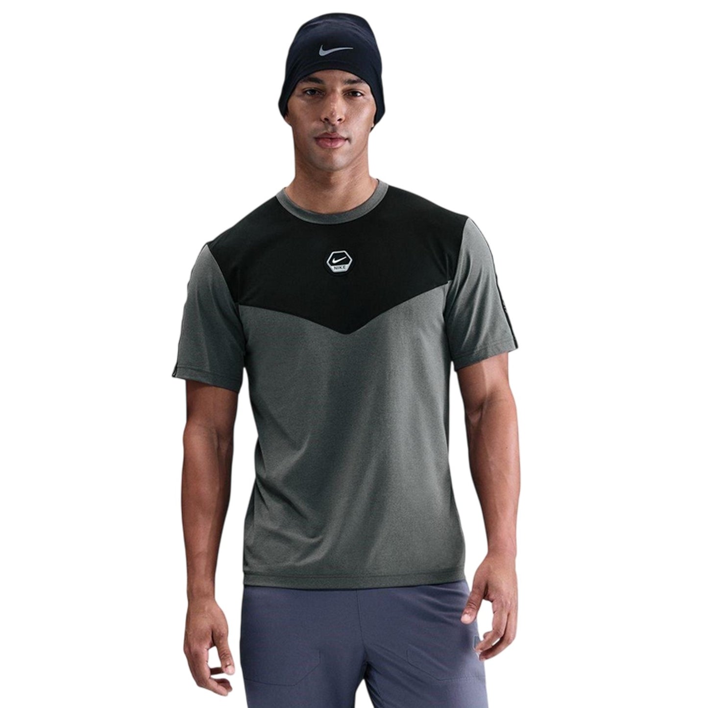 Grey-Black - Front - Nike Mens City Dri-FIT Regular T-Shirt