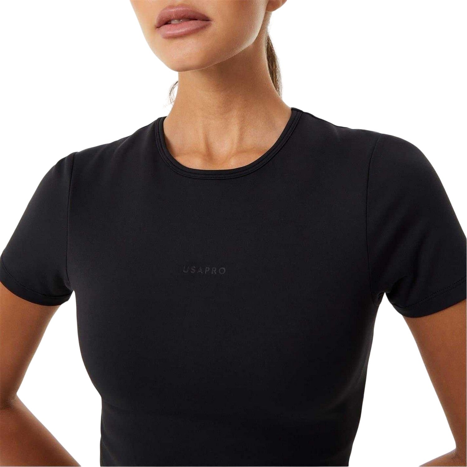 Black - Side - USA Pro Womens-Ladies Sophie Habboo Cropped T-Shirt