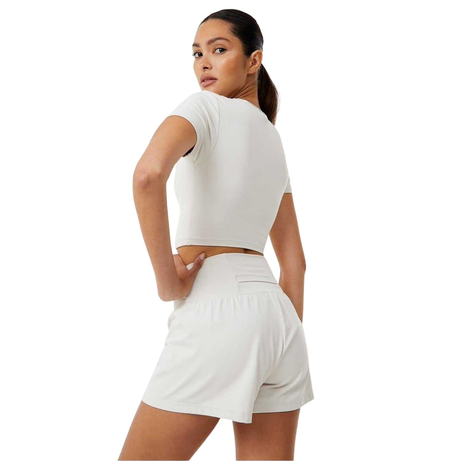 Cream - Back - USA Pro Womens-Ladies Sophie Habboo Cropped T-Shirt