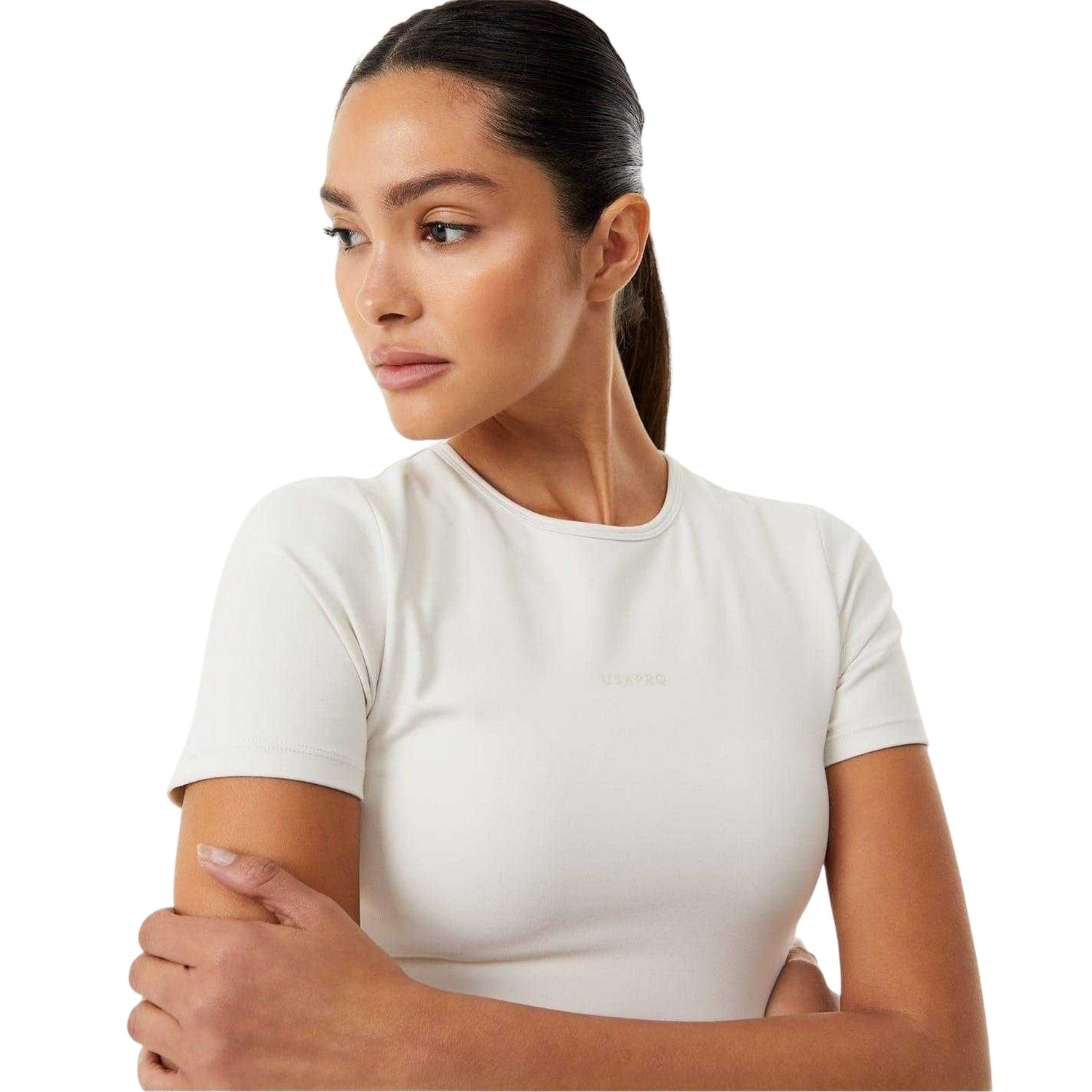 Cream - Side - USA Pro Womens-Ladies Sophie Habboo Cropped T-Shirt