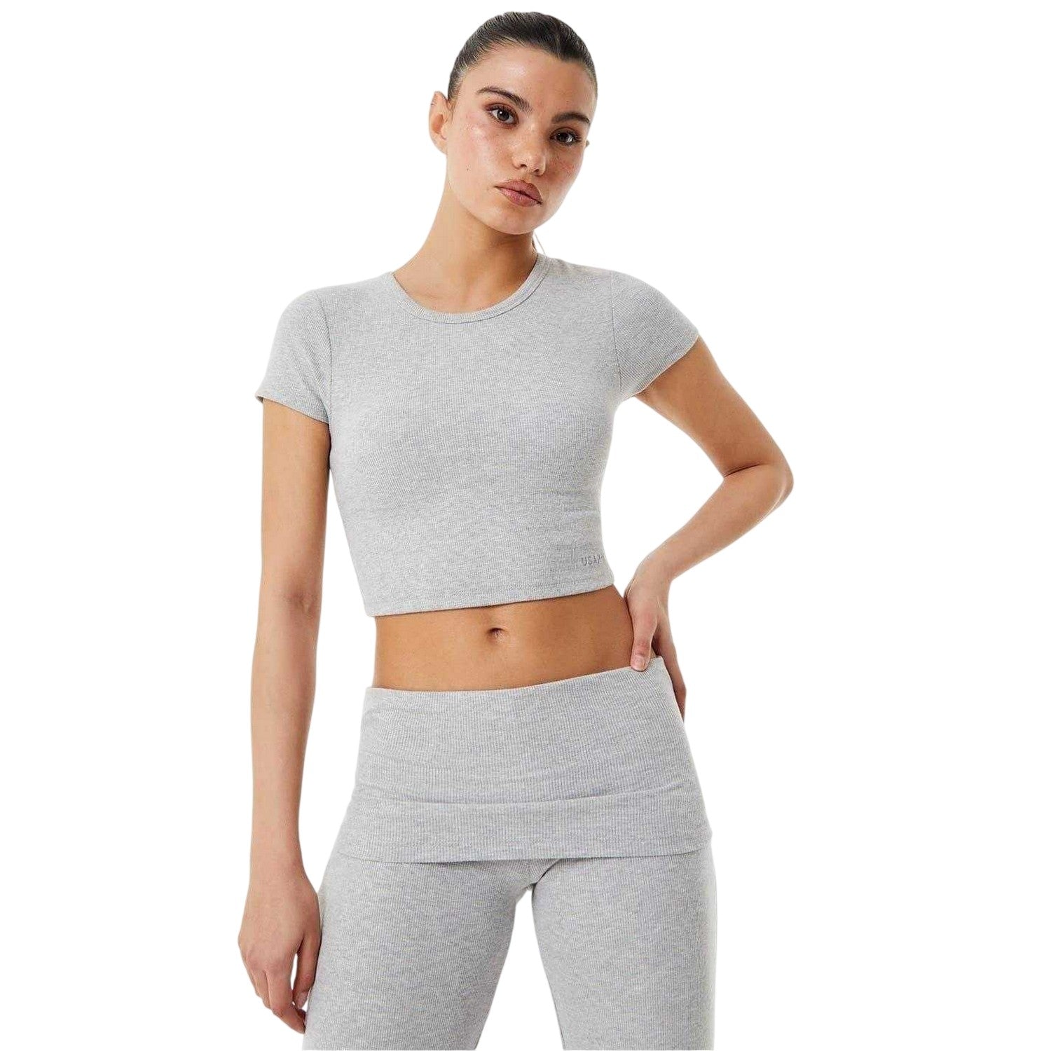 Grey - Front - USA Pro Womens-Ladies Sophie Habboo Cropped T-Shirt
