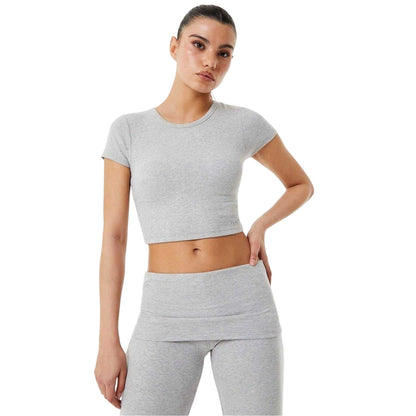 Grey - Front - USA Pro Womens-Ladies Sophie Habboo Cropped T-Shirt