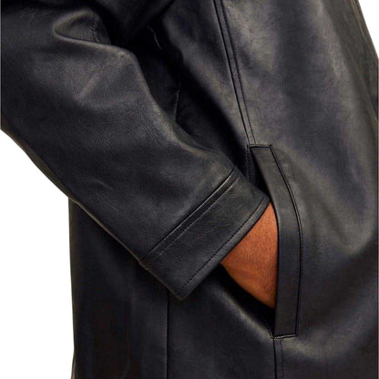 Black - Side - Jack And Jones Mens PU Plus Biker Jacket