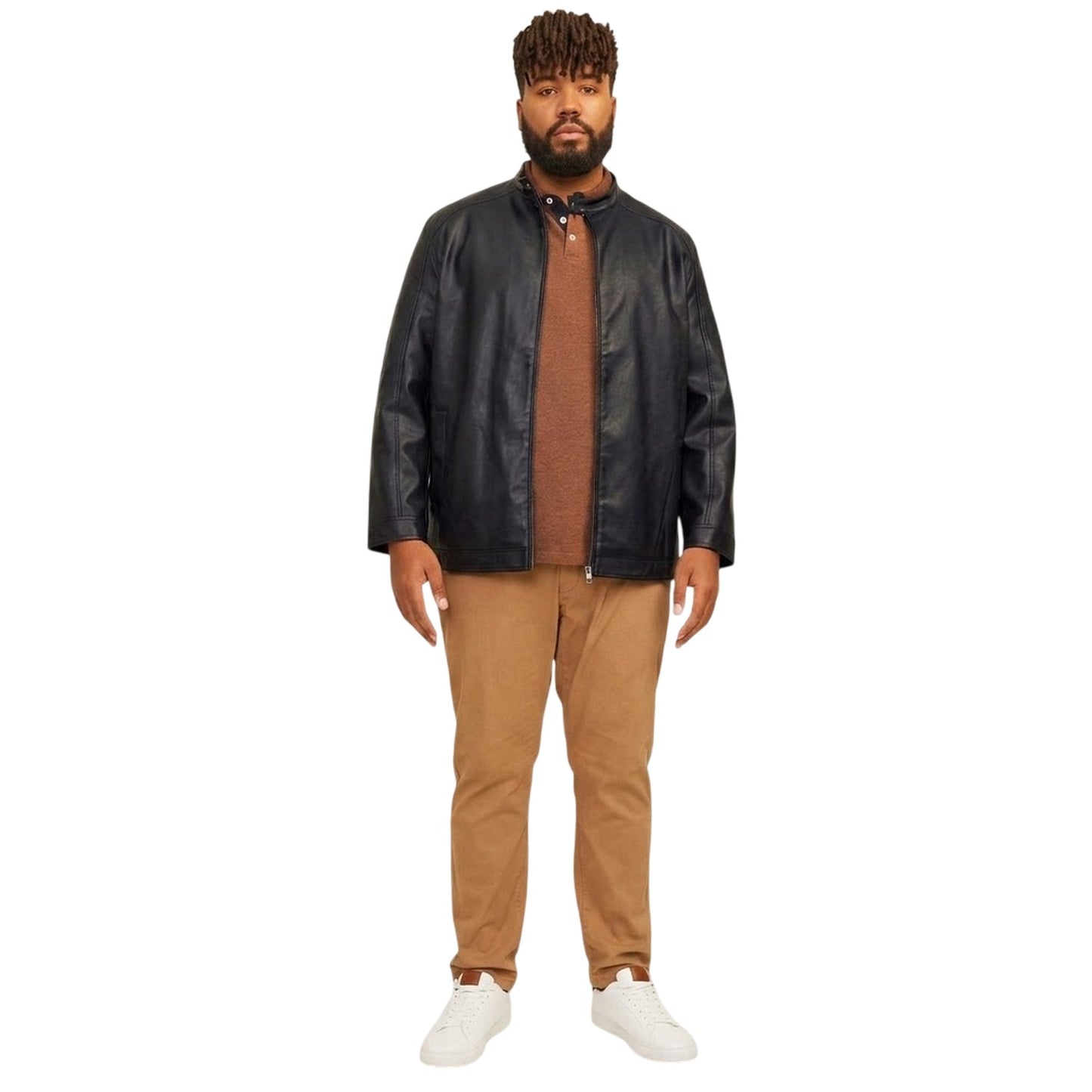 Black - Lifestyle - Jack And Jones Mens PU Plus Biker Jacket