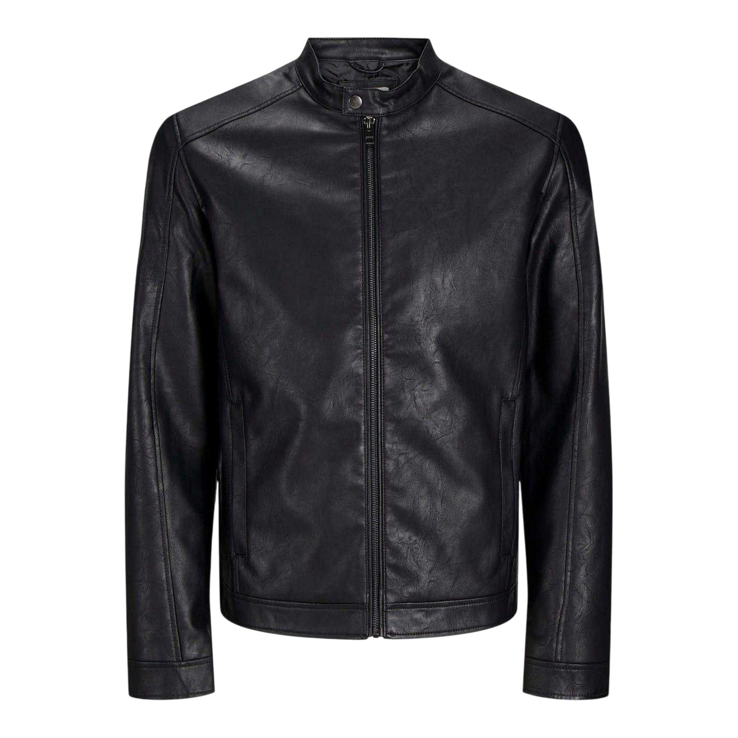 Black - Front - Jack And Jones Mens PU Plus Biker Jacket