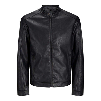 Black - Front - Jack And Jones Mens PU Plus Biker Jacket