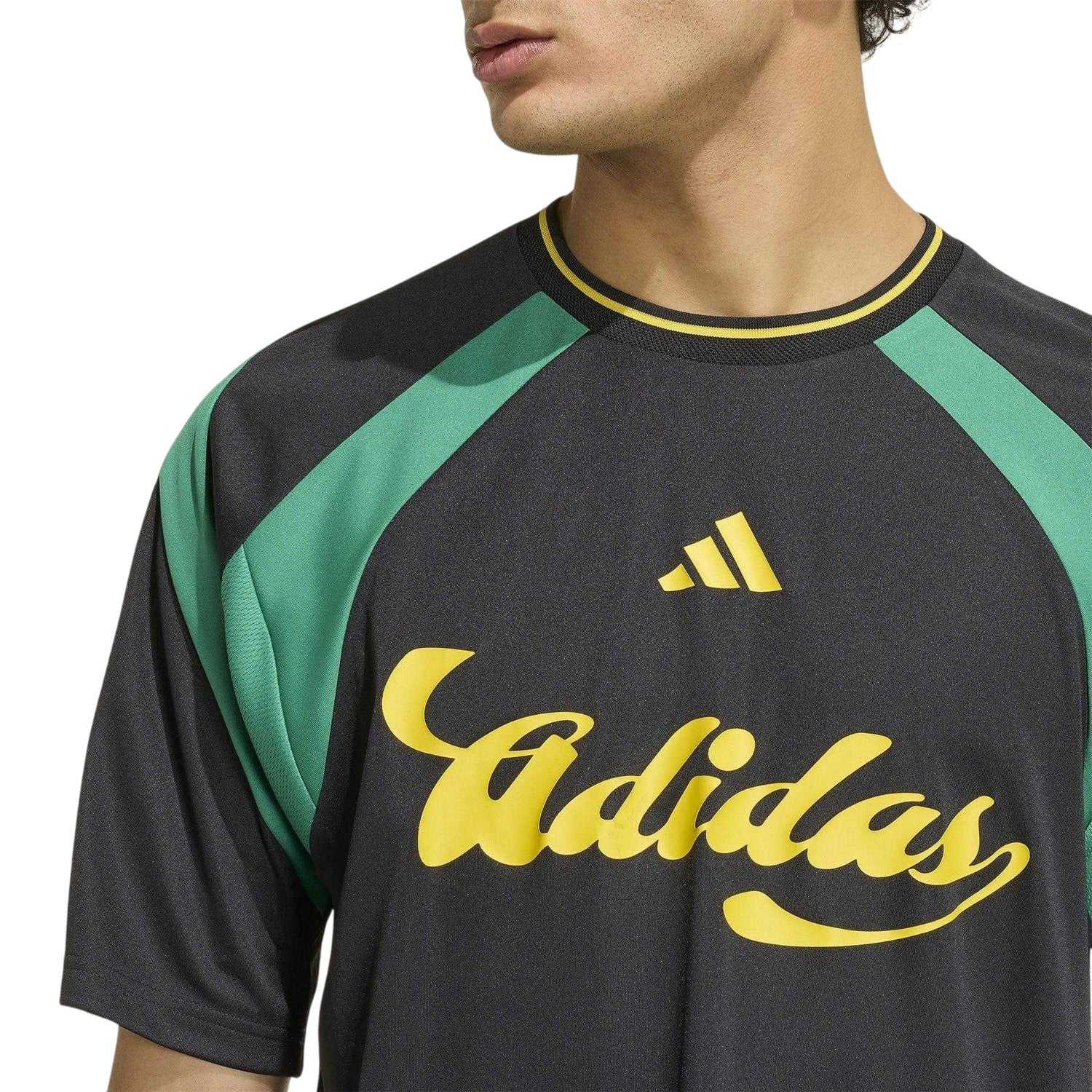 Black-Yellow - Side - Adidas Mens HOT Raglan T-Shirt