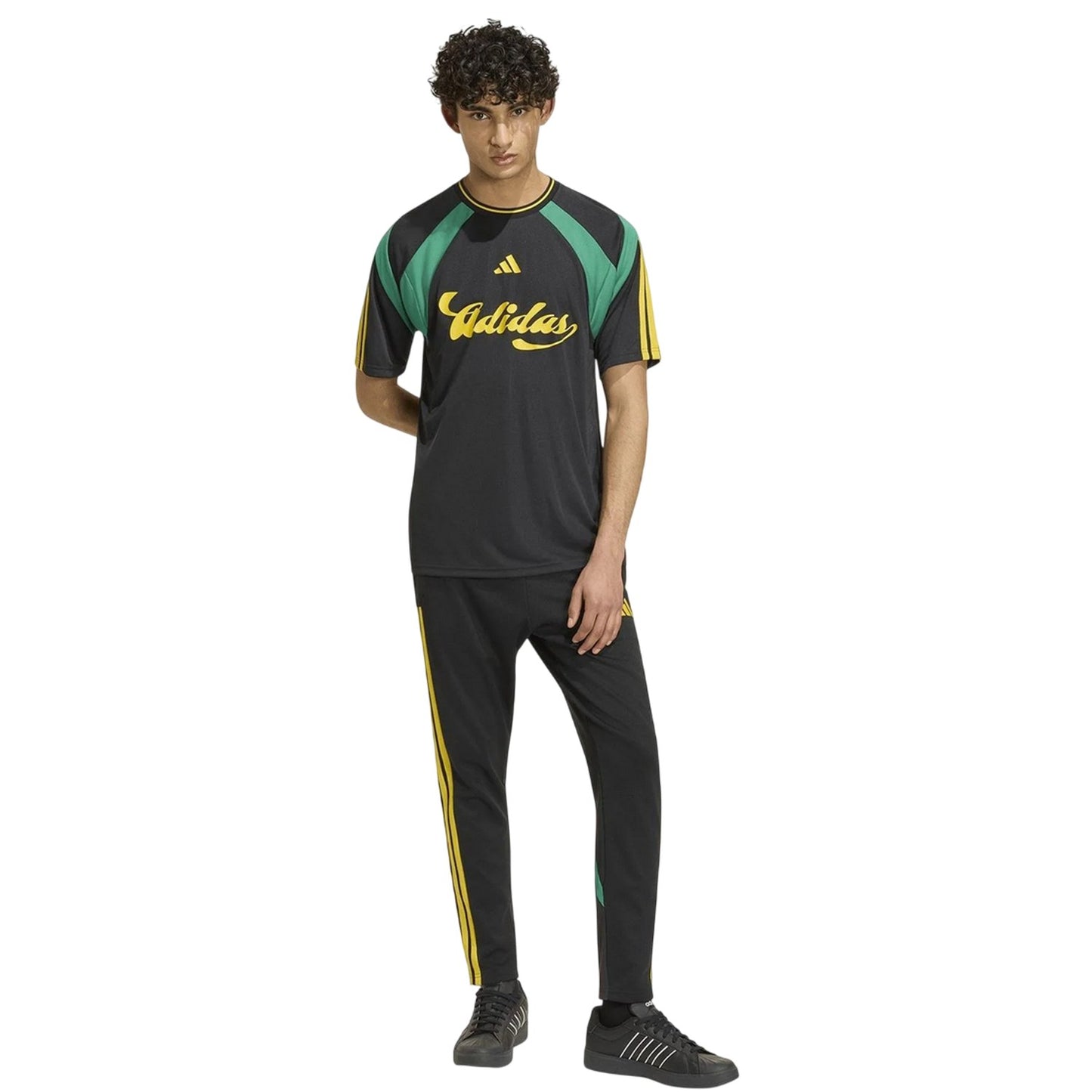 Black-Yellow - Pack Shot - Adidas Mens HOT Raglan T-Shirt