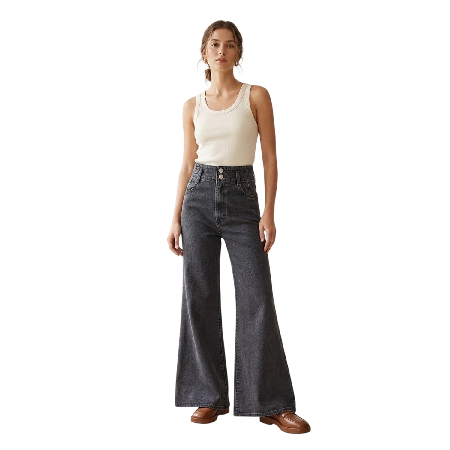 First Or Last - Side - Levis Womens-Ladies Ribcage Denim Tapered Jeans
