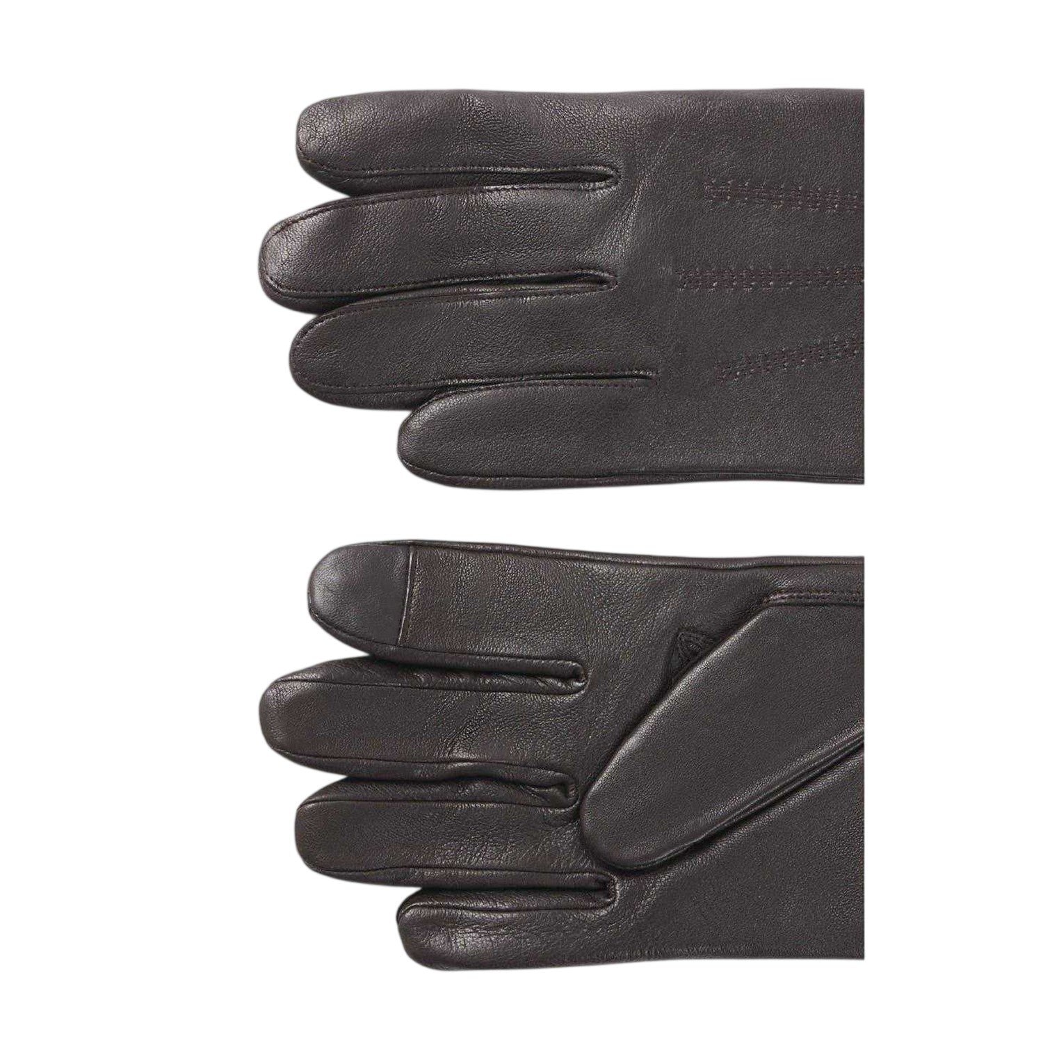 Medium Brown - Side - Boss Mens Hainz Me Fleece Leather Gloves