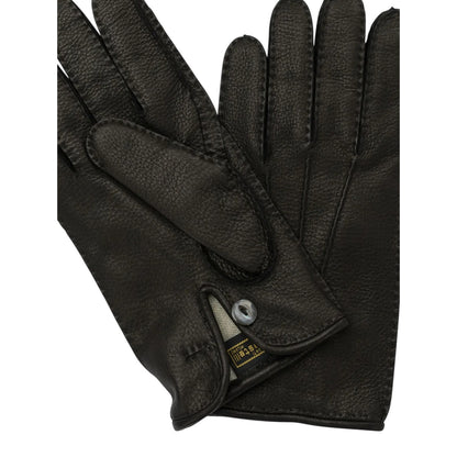 Medium Brown - Back - Boss Mens Hainz5 Nappa Leather Gloves