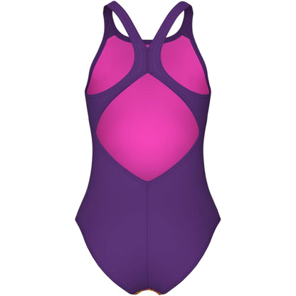 Purple - Back - Arena Girls Multi Colours One Piece Swimsuit