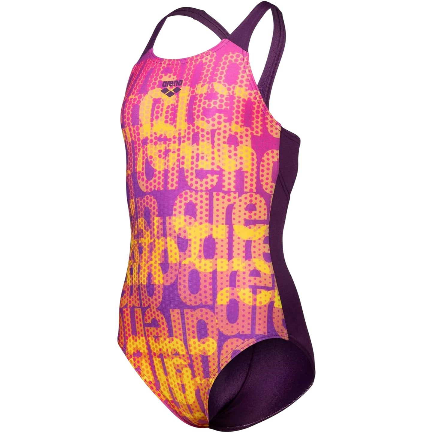 Purple - Side - Arena Girls Multi Colours One Piece Swimsuit