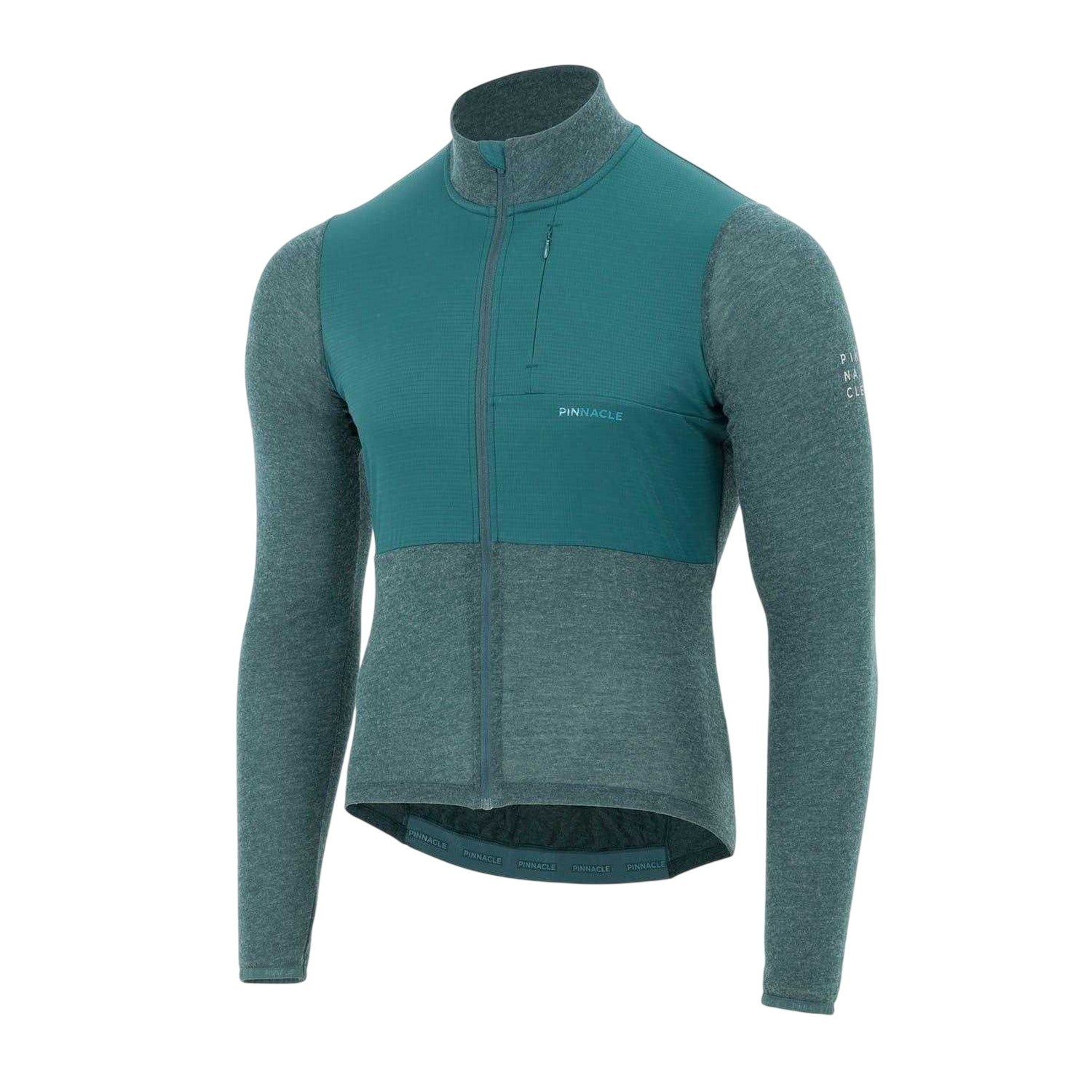 Green Marl - Side - Pinnacle Mens Merino Long-Sleeved Cycling Jersey