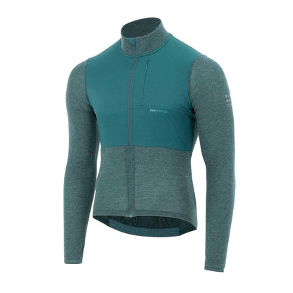 Green Marl - Side - Pinnacle Mens Merino Long-Sleeved Cycling Jersey