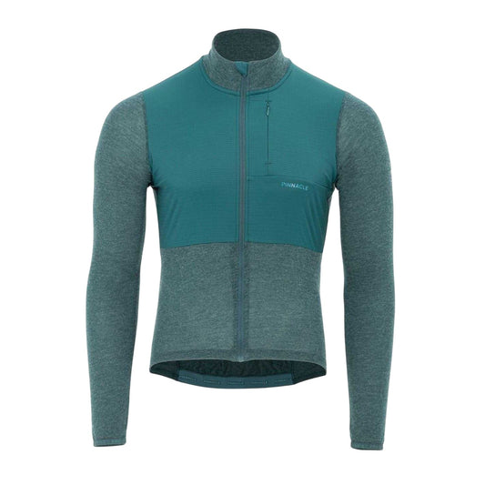 Green Marl - Front - Pinnacle Mens Merino Long-Sleeved Cycling Jersey