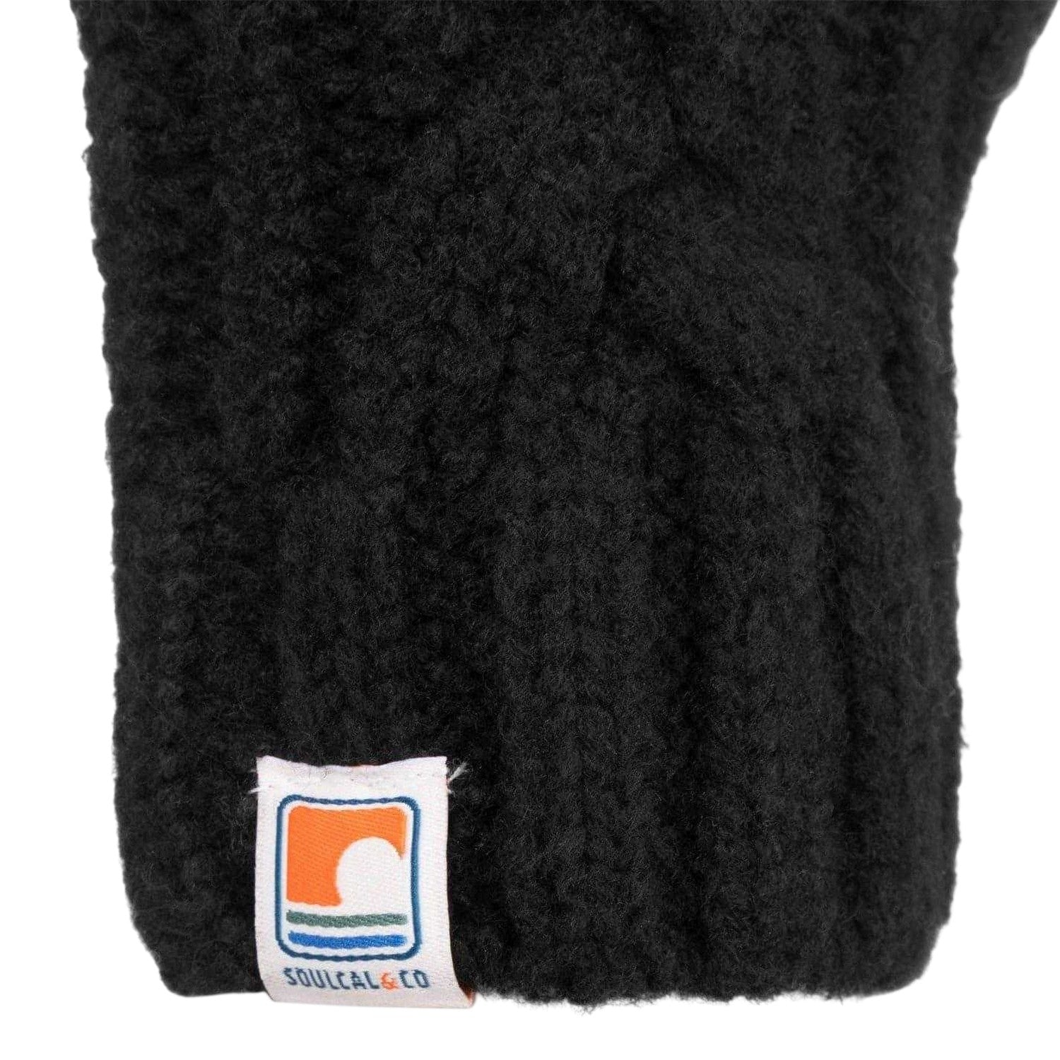Black - Side - SoulCal Unisex Adult Cable Knit Mittens