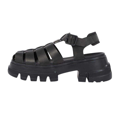 Black - Back - Tommy Jeans Womens-Ladies Fisherman Leather Platform Sandals