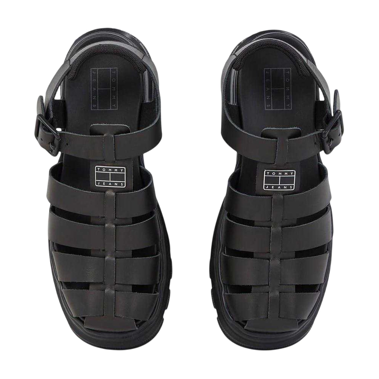 Black - Lifestyle - Tommy Jeans Womens-Ladies Fisherman Leather Platform Sandals