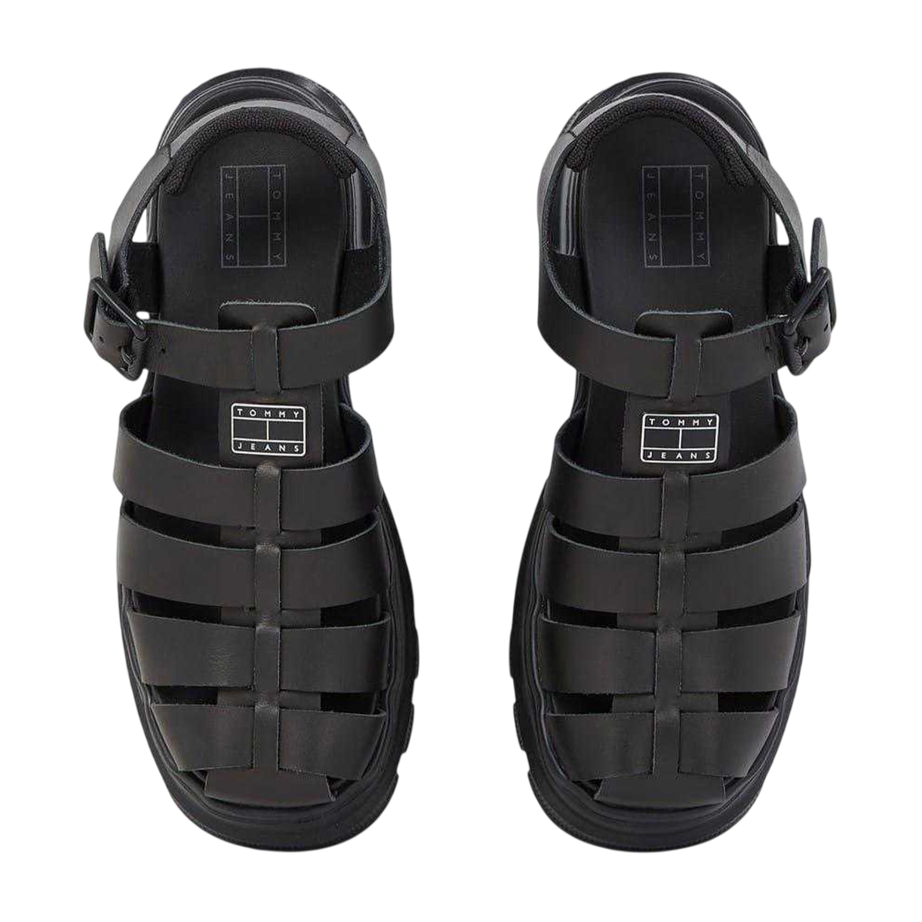 Black - Lifestyle - Tommy Jeans Womens-Ladies Fisherman Leather Platform Sandals
