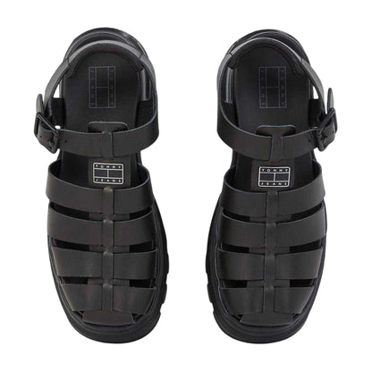 Black - Lifestyle - Tommy Jeans Womens-Ladies Fisherman Leather Platform Sandals