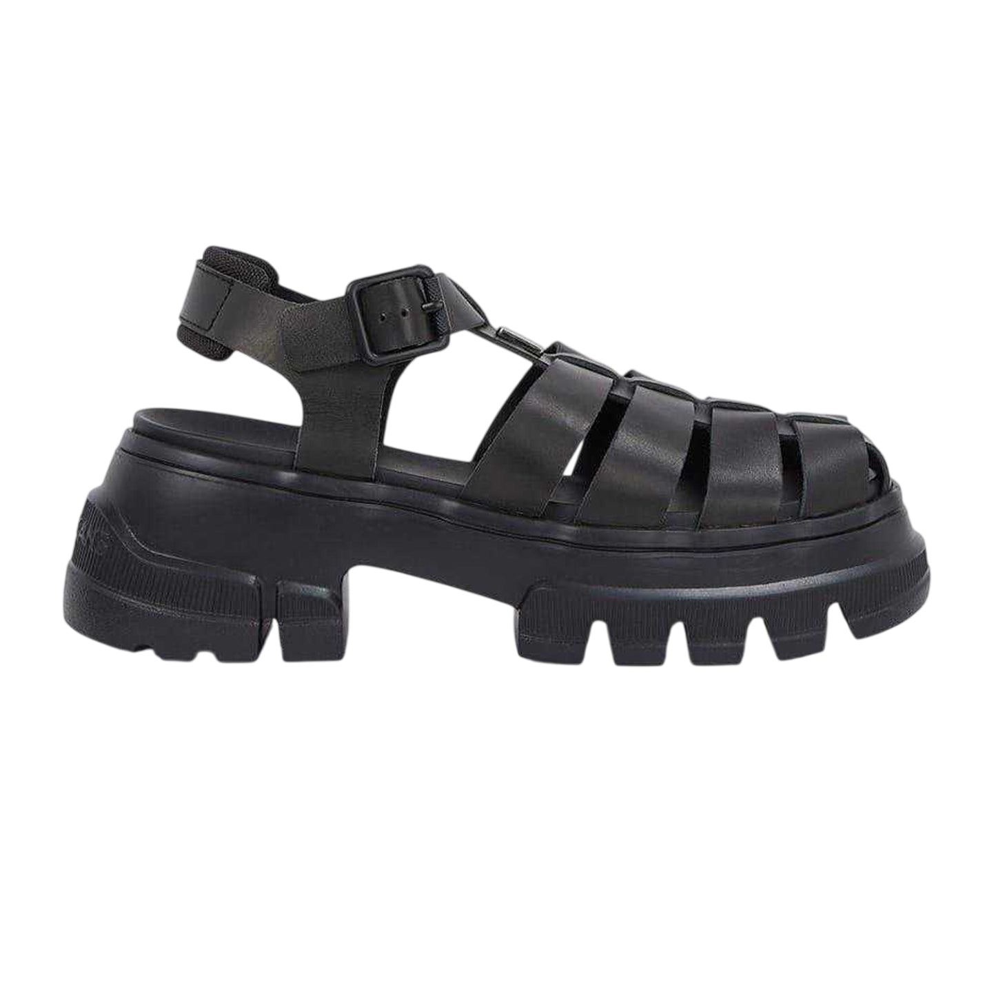 Black - Front - Tommy Jeans Womens-Ladies Fisherman Leather Platform Sandals