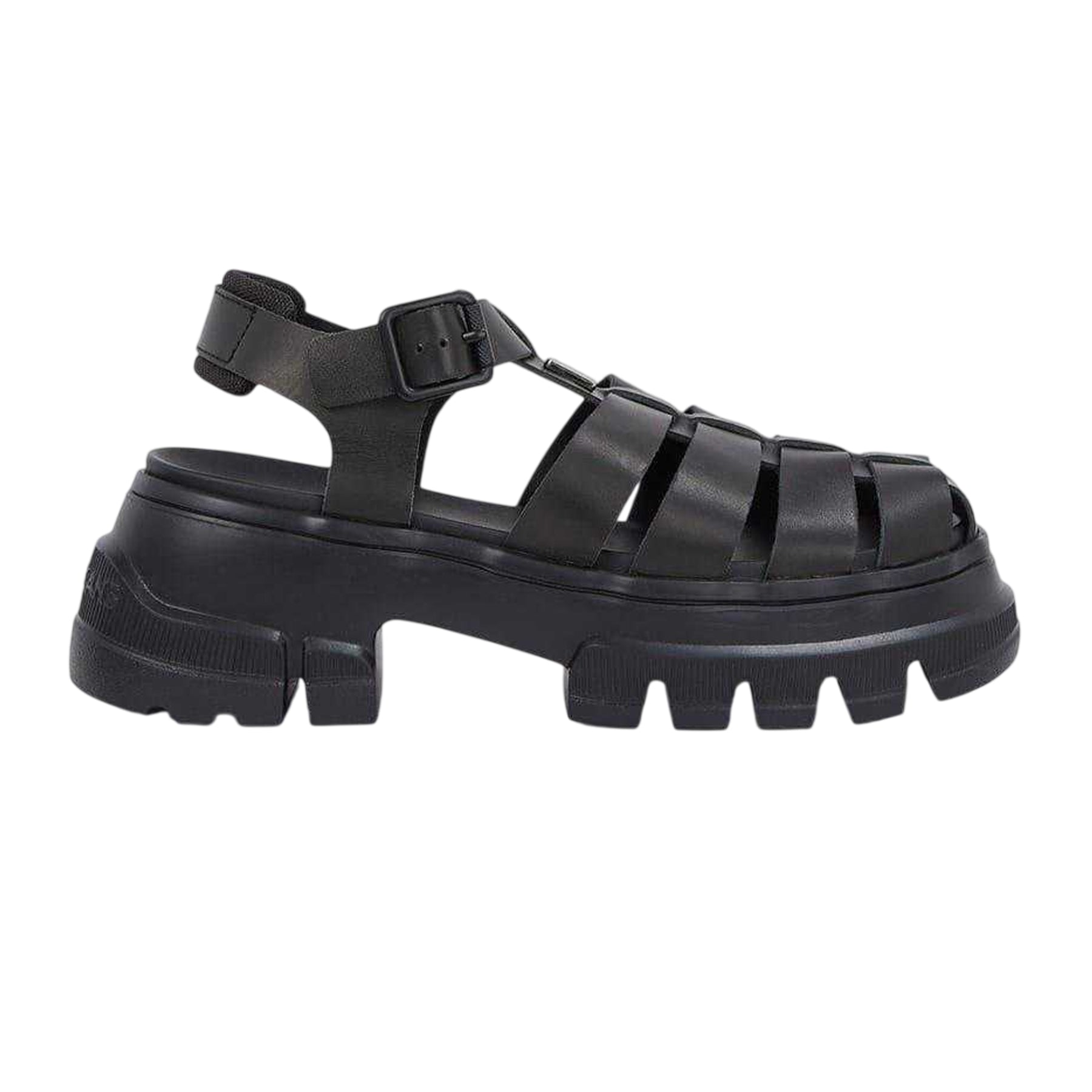 Black - Front - Tommy Jeans Womens-Ladies Fisherman Leather Platform Sandals