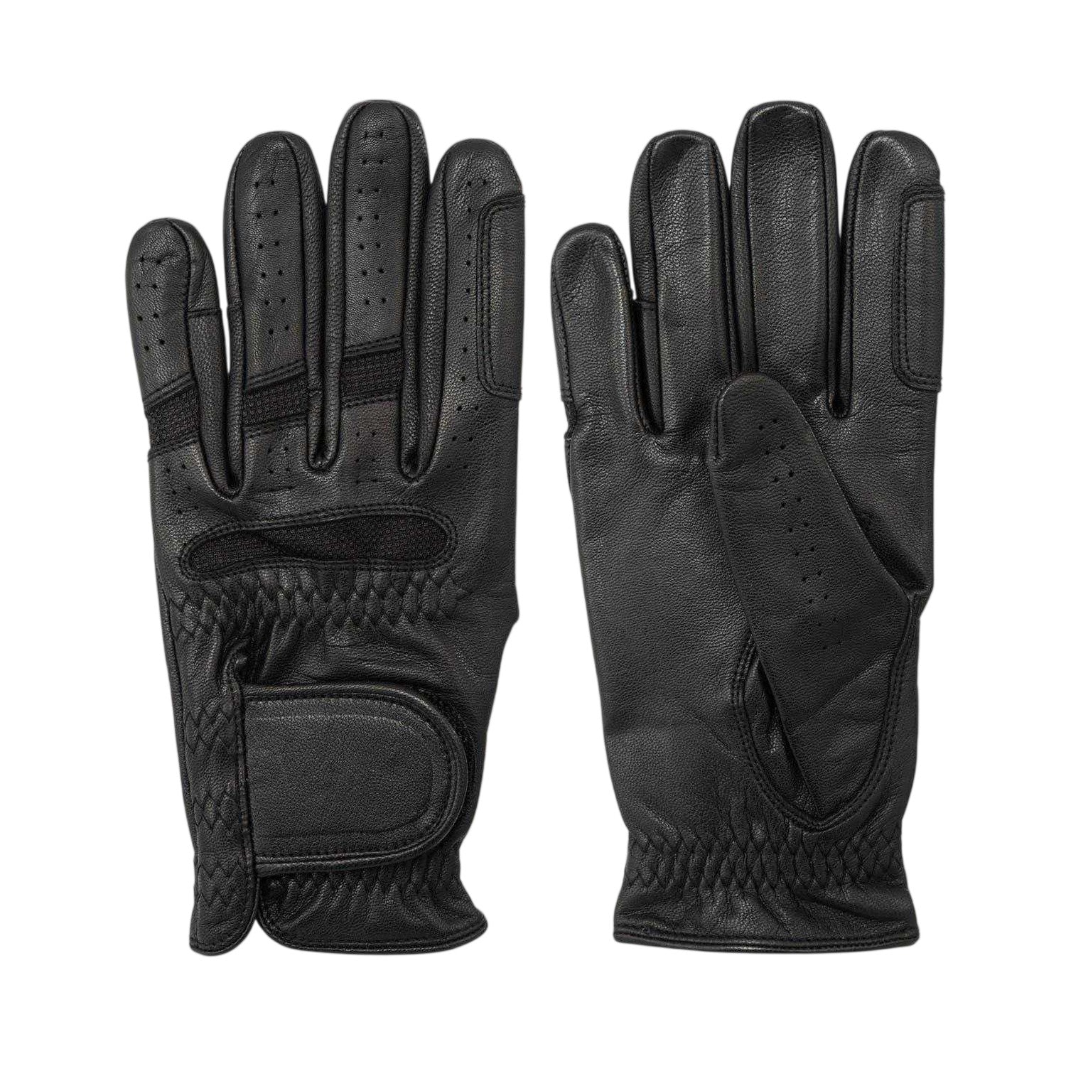 Black - Side - Requisite Womens-Ladies Leather Riding Gloves