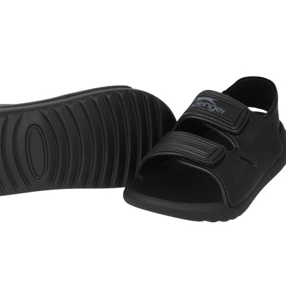 Black - Side - Slazenger Childrens-Kids Hook and Loop Sports Sandals