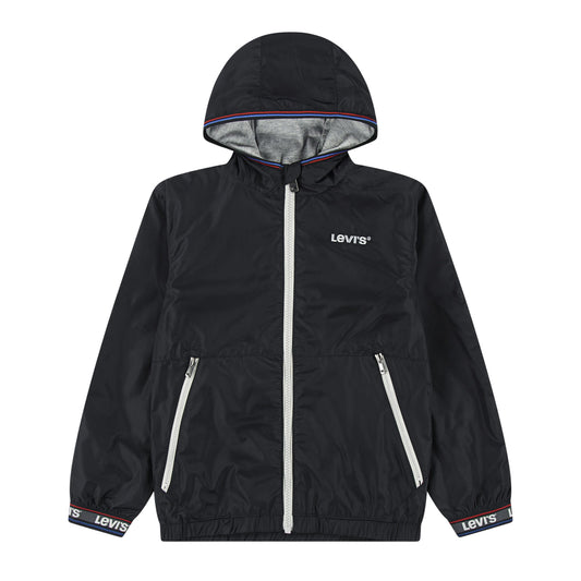 Jet Black - Front - Levis Childrens-Kids Logo Hooded Windbreaker