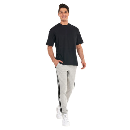 Grey - Lifestyle - Adidas Mens Fleece 3 Stripes Cuffed Tapered Jogging Bottoms