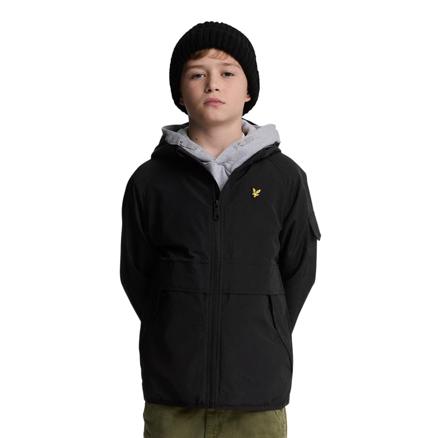 Jet Black - Side - Lyle & Scott Childrens-Kids Hooded Windbreaker