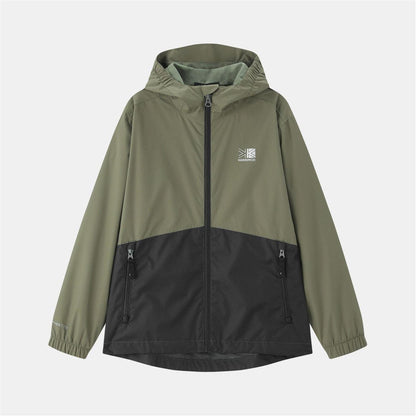 Khaki Green-Black - Front - Karrimor Childrens-Kids Sierra Hooded Waterproof Jacket