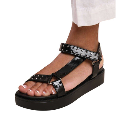 Black - Pack Shot - Where´s That From Womens-Ladies Studded Platform Sandals