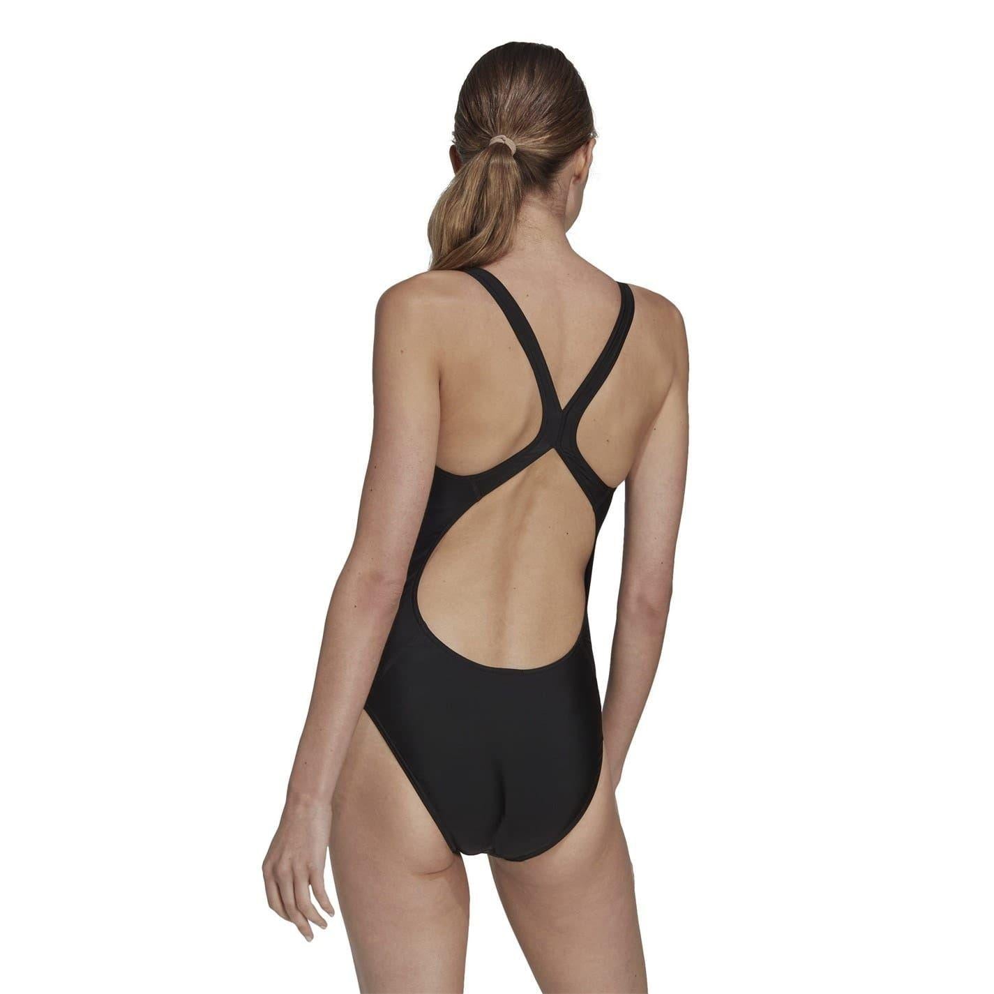 Black - Back - Adidas Womens-Ladies Logo One Piece Swimsuit