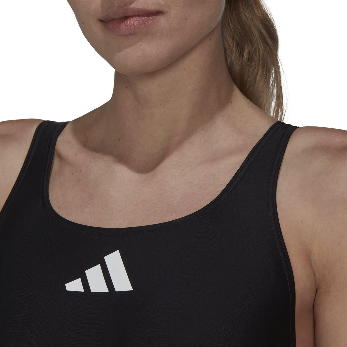 Black - Side - Adidas Womens-Ladies Logo One Piece Swimsuit