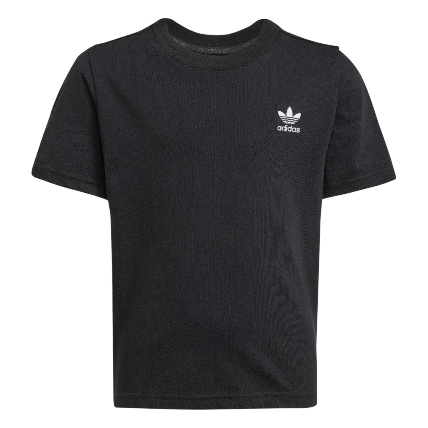 Black - Back - Adidas Childrens-Kids Logo Cotton T-Shirt & Shorts Set