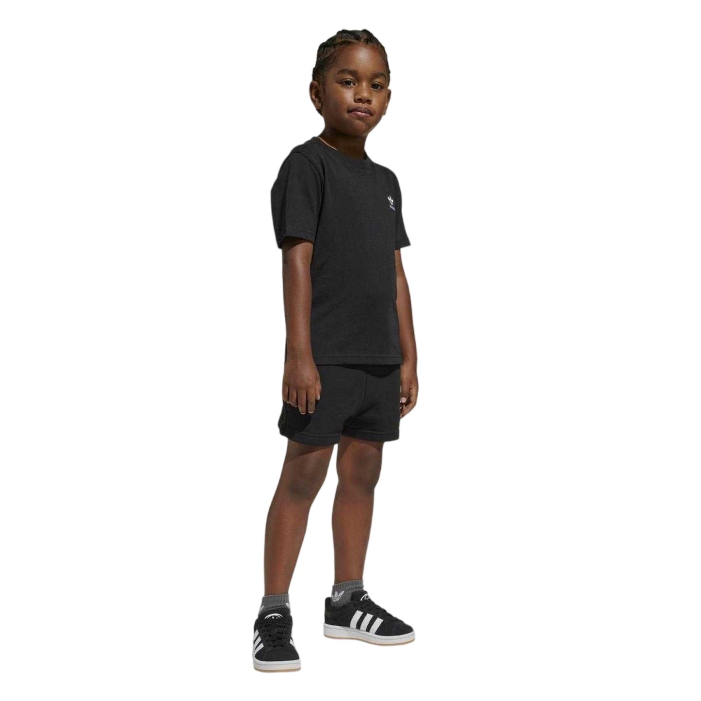 Black - Lifestyle - Adidas Childrens-Kids Logo Cotton T-Shirt & Shorts Set